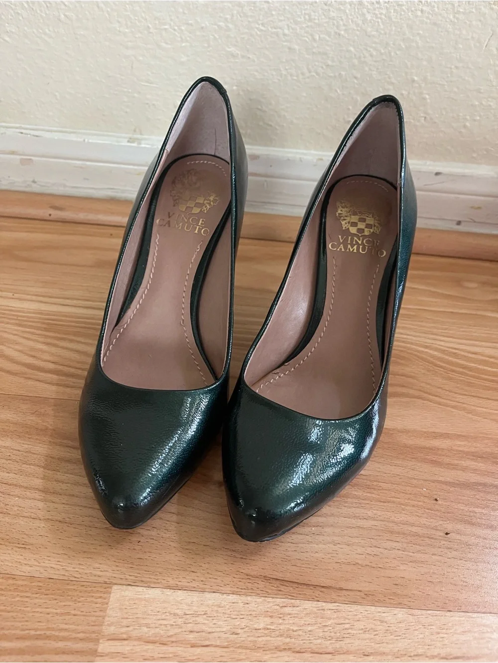 Vince Camuto Women's Patent Pointed-Toe Pumps in Deep Green
